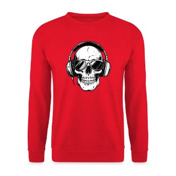Skull Beats Skull Headphones Sunglasses Motif - Unisex Sweatshirt - red - Front - Alina (178cm) & Michal (187cm)