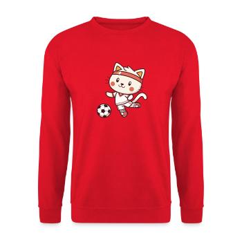 Kitten Football in Aktion - Unisex Pullover - Rot - Vorne - Alina (178cm) & Michal (187cm)