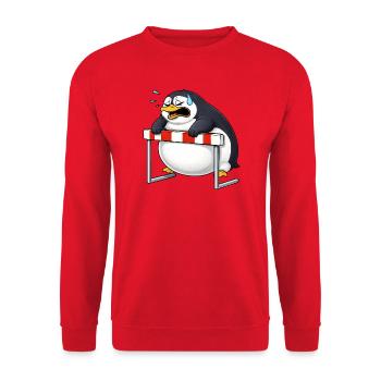 Mignon, pengouin cartoon, drôle de barrière antisportive - Sweat-shirt Unisexe - rouge - Devant - Alina (178cm) & Michal (187cm)