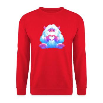 Kuscheliges Herzmonster - Unisex Pullover - Rot - Vorne - Alina (178cm) & Michal (187cm)