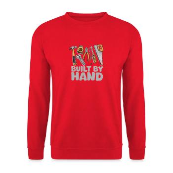 Built by Hand – Tool Illustration - Unisex Sweatshirt - red - Front - Alina (178cm) & Michal (187cm)