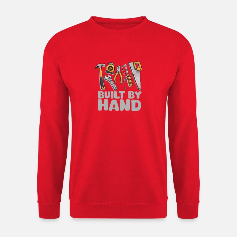 Built by Hand – Werkzeug Illustration - Unisex Pullover - Rot