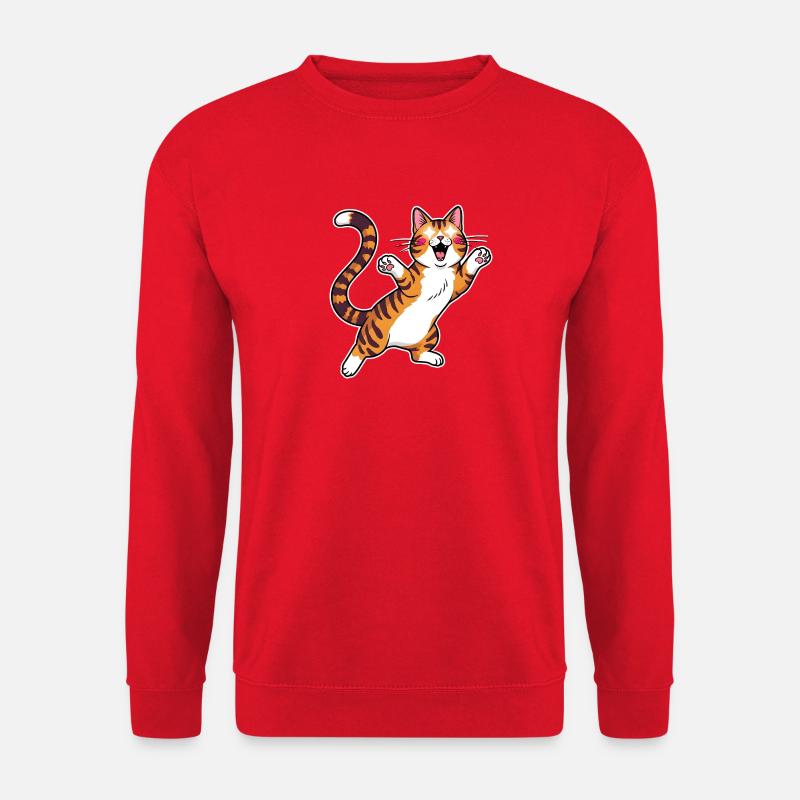 Fröhliche getigerte Katze Sprungfreude - Unisex Pullover - Rot