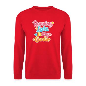 Running Late Is My Cardio - Unisex Sweatshirt - red - Front - Alina (178cm) & Michal (187cm)