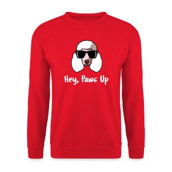 Lustige Pudel-Sonnenbrille Hey Paws Up Geschenk - Unisex Pullover - Rot - Vorne - Alina (178cm) & Michal (187cm)