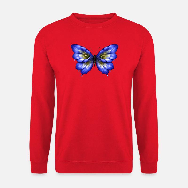 Leuchtender Enzian-Schmetterling   - Unisex Pullover - Rot