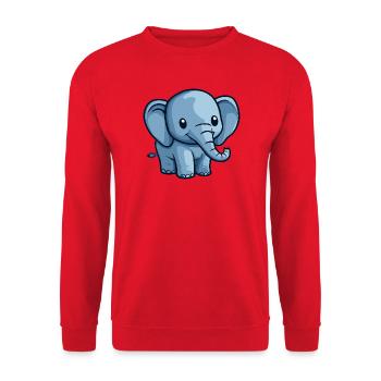 Blue cartoon elephant motif - Unisex Sweatshirt - red - Front - Alina (178cm) & Michal (187cm)