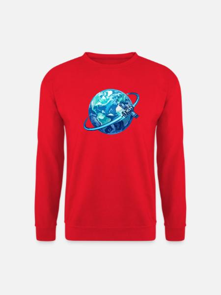 Erde Blauer Planet Satellit Globus Satellitenring - Unisex Pullover - Rot
