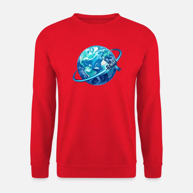 Erde Blauer Planet Satellit Globus Satellitenring - Unisex Pullover - Rot