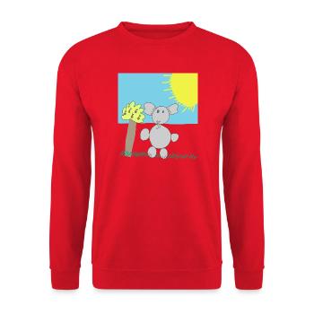 Whimsical Elephant Under a Bright Sun - Unisex Sweatshirt - red - Front - Alina (178cm) & Michal (187cm)