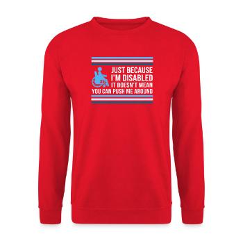 Rollstuhl - Unisex Pullover - Rot - Vorne - Alina (178cm) & Michal (187cm)