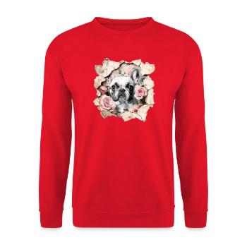 French Bulldog - Unisex Sweatshirt - red - Front - Alina (178cm) & Michal (187cm)