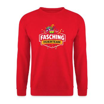 Fasching Feierteam Masken & Trommel - Unisex Pullover - Rot - Vorne - Alina (178cm) & Michal (187cm)