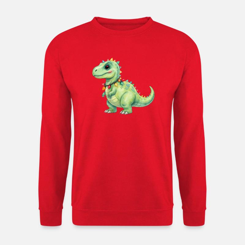Bunter Dino mit Lichterkette - Unisex Pullover - Rot