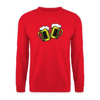 Bierglas Bier Anstossen - Unisex Pullover - Rot - Vorne - Alina (178cm) & Michal (187cm)