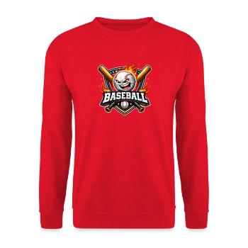 Flammendes Baseball-Maskottchen - Unisex Pullover - Rot - Vorne - Alina (178cm) & Michal (187cm)