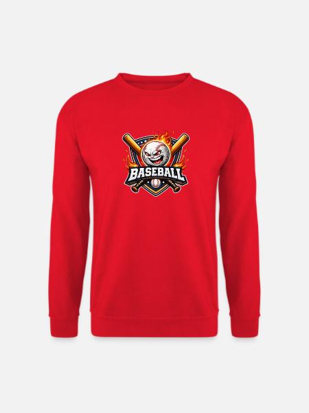 Flammendes Baseball-Maskottchen - Unisex Pullover - Rot