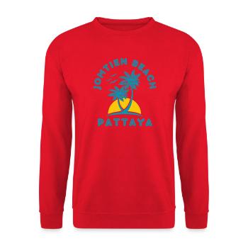 Pattaya Beach Palmensonnenuntergang - Unisex Pullover - Rot - Vorne - Alina (178cm) & Michal (187cm)