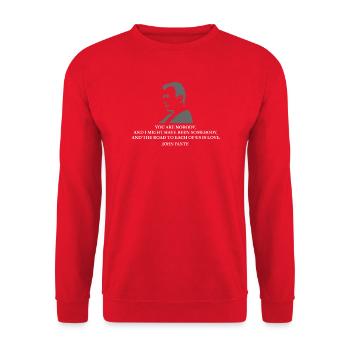 Jhon Fante Quote Portrait - Unisex Sweatshirt - red - Front - Alina (178cm) & Michal (187cm)