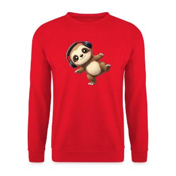 Cute sloth cartoon with headphones music dancing - Unisex Sweatshirt - red - Front - Alina (178cm) & Michal (187cm)