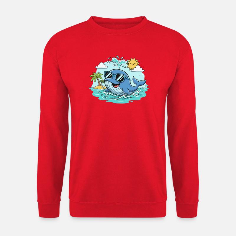 Strandwal mit Sonnenbrille - Unisex Pullover - Rot