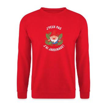 Gnome Mischievous Gardening - Unisex Sweatshirt - red - Front - Alina (178cm) & Michal (187cm)