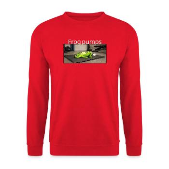 Frog Pumps Frosch Fitness Spruch - Unisex Pullover - Rot - Vorne - Alina (178cm) & Michal (187cm)