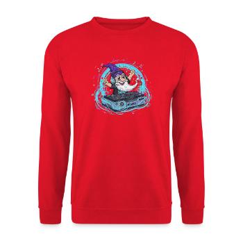 Gnom DJ im Neon-Takt - Unisex Pullover - Rot - Vorne - Alina (178cm) & Michal (187cm)