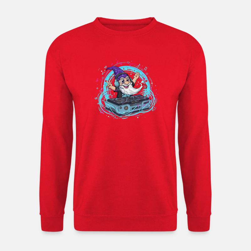 Gnome DJ in neon time - Unisex Sweatshirt - red