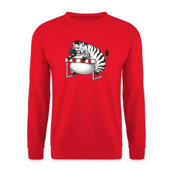 Drôle de course de haies maladroite de dessin animé zébré - Sweat-shirt Unisexe - rouge - Devant - Alina (178cm) & Michal (187cm)