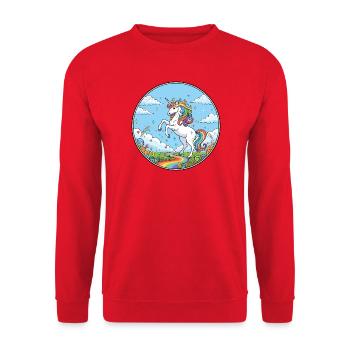 Rainbow River Unicorn Colorful Dreamland Motif - Unisex Sweatshirt - red - Front - Alina (178cm) & Michal (187cm)