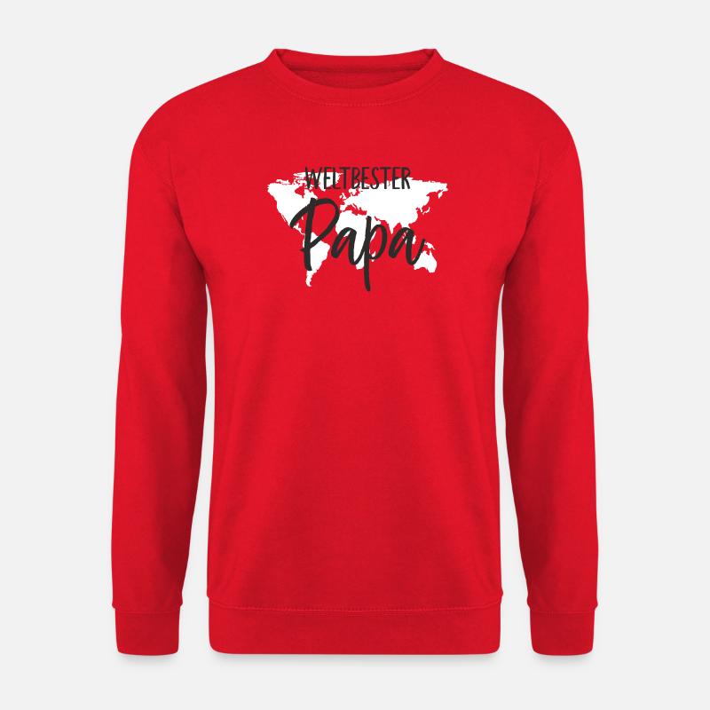 Weltbester Papa – Herzvolles Weltkugel-Design - Unisex Pullover - Rot