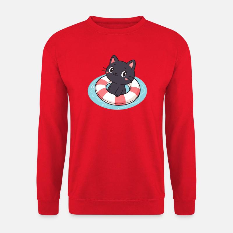 Kätzchenschwimmer auf Boje - Unisex Pullover - Rot