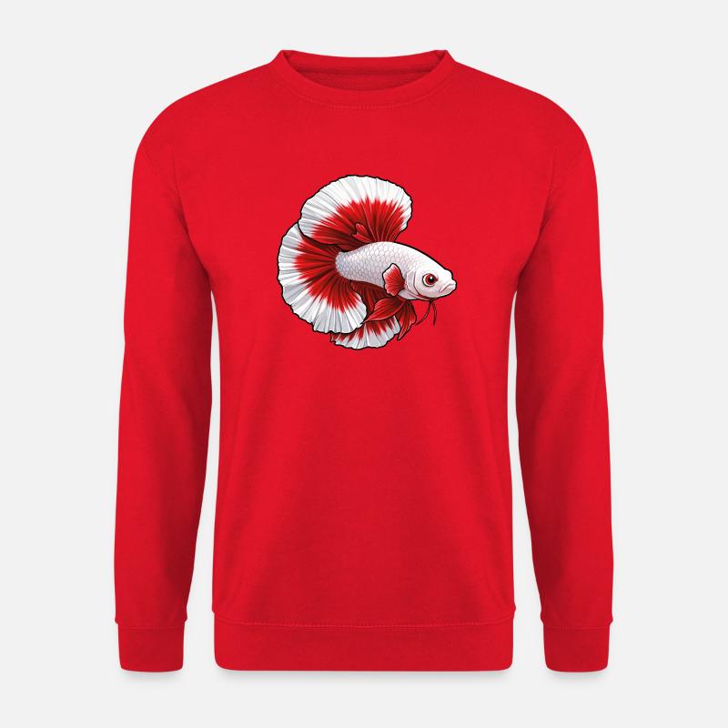 Red White Betta Fish - Unisex Sweatshirt - red