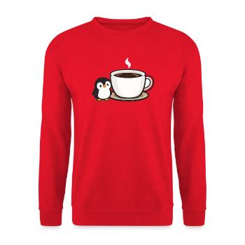 Pingouin à café avec design de tasse - Sweat-shirt Unisexe - rouge - Devant - Alina (178cm) & Michal (187cm)