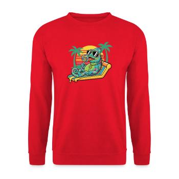 Caméléon dans le motif humoristique des vacances de plage d’été - Sweat-shirt Unisexe - rouge - Devant - Alina (178cm) & Michal (187cm)