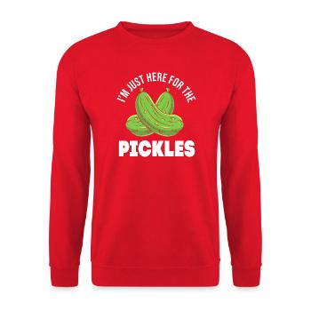 Gurke Gurken Essiggurke - Unisex Pullover - Rot - Vorne - Alina (178cm) & Michal (187cm)