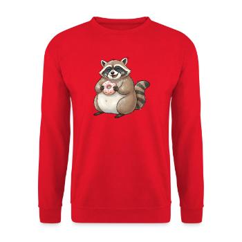 Donut-loving raccoon kawaii - Unisex Sweatshirt - red - Front - Alina (178cm) & Michal (187cm)
