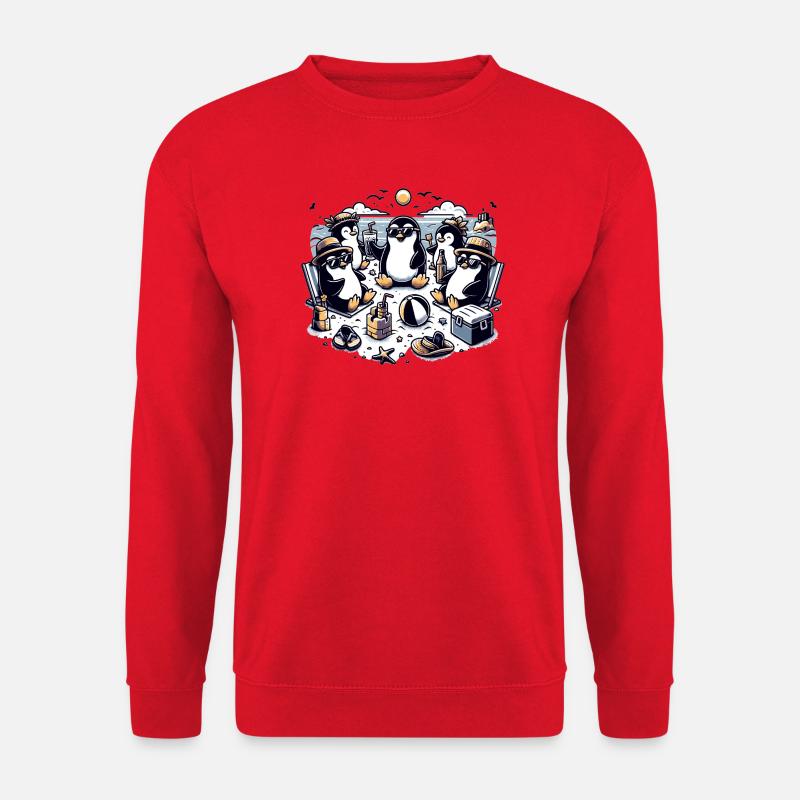 Beach penguins celebration in the sunshine - Unisex Sweatshirt - red