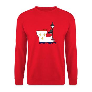 New Orleans Coole Karte USA Mardi Gras - Unisex Pullover - Rot - Vorne - Alina (178cm) & Michal (187cm)