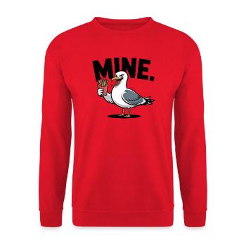 Grumpy Seagull with Fries - Unisex Sweatshirt - red - Front - Alina (178cm) & Michal (187cm)