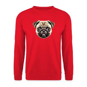Pug Beige Dogs Love Carlin Little Cute Pug - Unisex Sweatshirt - red - Front - Alina (178cm) & Michal (187cm)