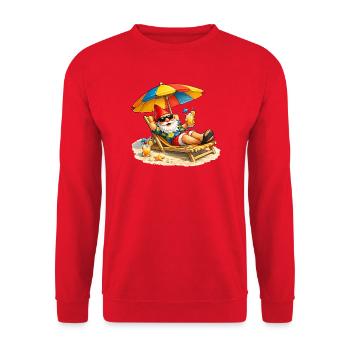 Nain de jardin en vacances à la plage sous un parasol - Sweat-shirt Unisexe - rouge - Devant - Alina (178cm) & Michal (187cm)