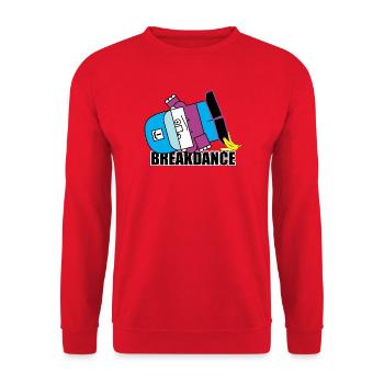 Bananen-Breakdance-Bot - Unisex Pullover - Rot - Vorne - Alina (178cm) & Michal (187cm)