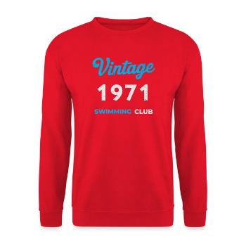 Vintage 1971 – Swimming Club Retro Geburtsjahr - Unisex Pullover - Rot - Vorne - Alina (178cm) & Michal (187cm)
