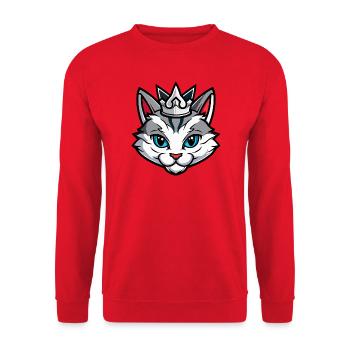 Cat Symbol Head Crown - Unisex Sweatshirt - red - Front - Alina (178cm) & Michal (187cm)