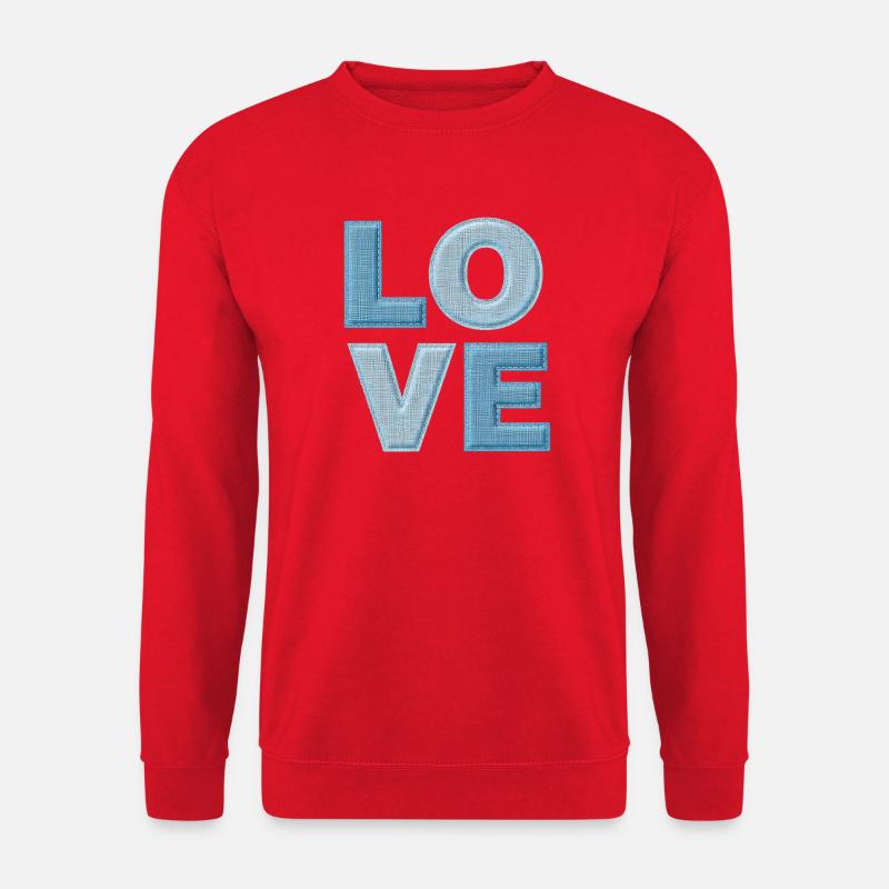 Love Denim Patch Schrift - Unisex Pullover - Rot