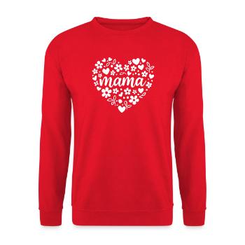 Mama Herzblume Schrift - Unisex Pullover - Rot - Vorne - Alina (178cm) & Michal (187cm)