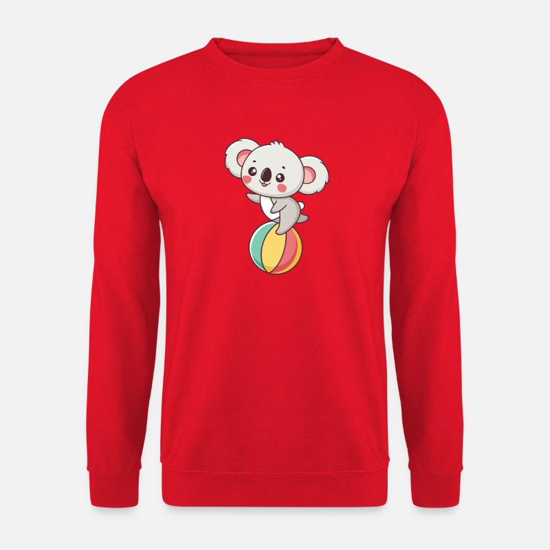 Koala auf regenbogenfarbenem Ball - Unisex Pullover - Rot