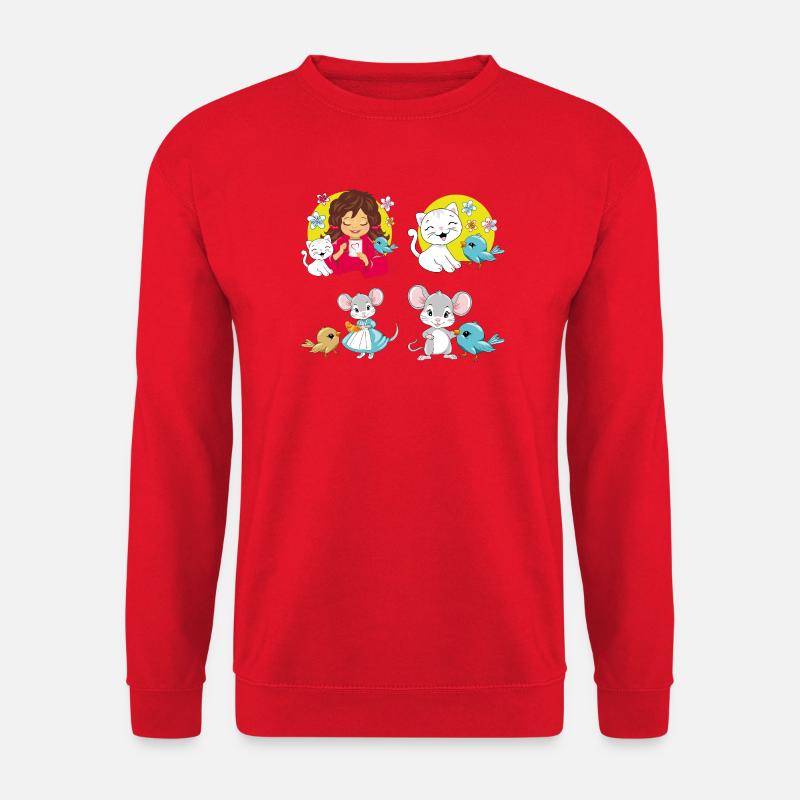 Cute_birdie_and_her_friends - Unisex Pullover - Rot